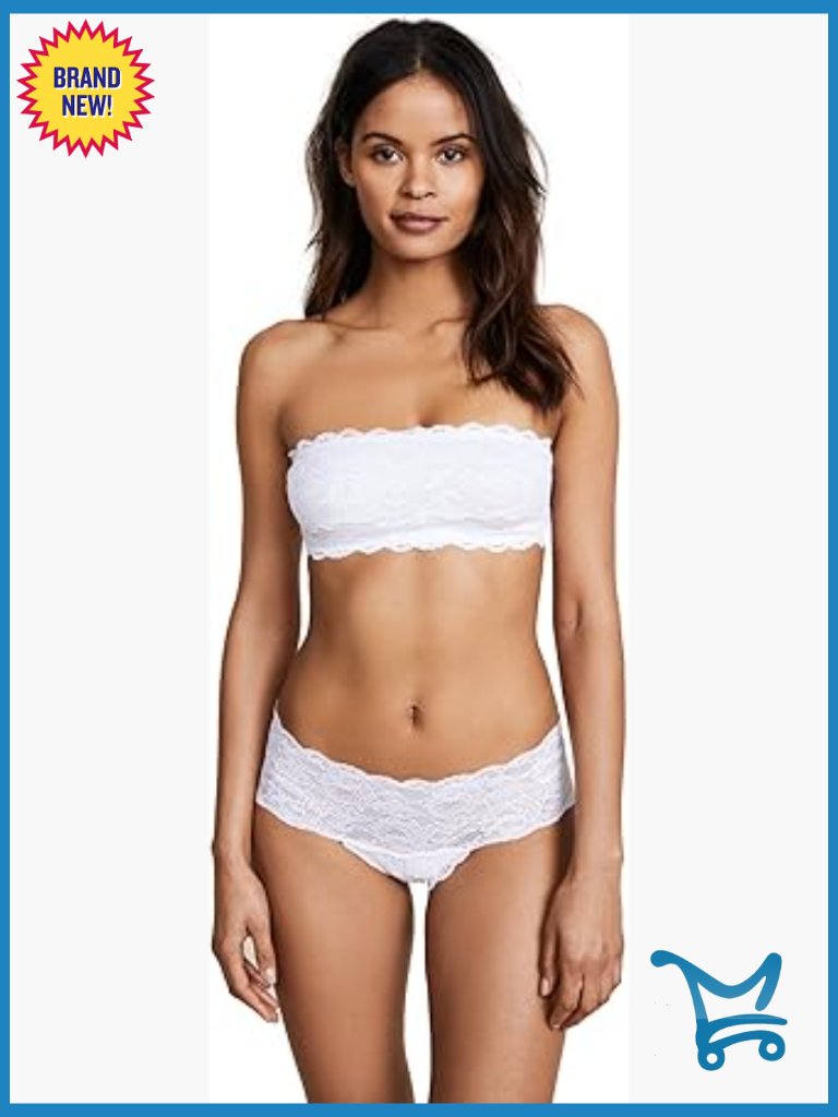 Lace Slip-On Bandeau Bra With Silicone Lining Light Support